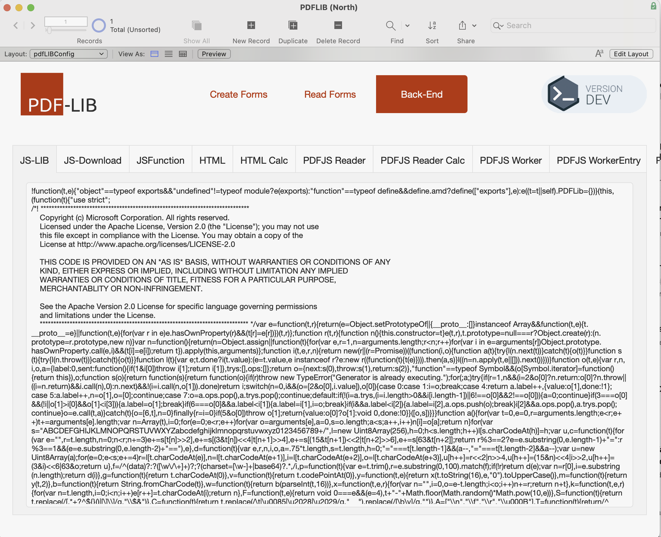 Screenshot from PDF-LIB FileMaker Integration